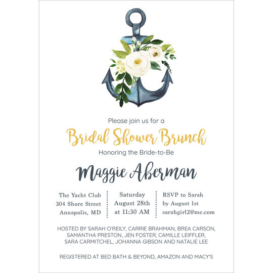 Anchor with White Roses Invitations
